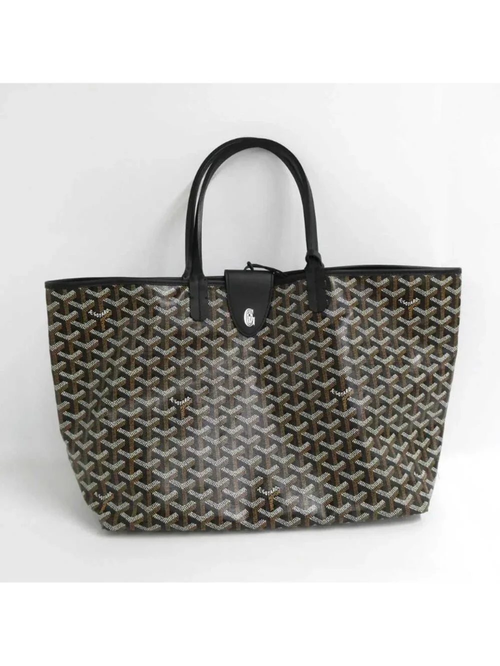 Goyard Saint Louis PM Black Tote Din Canvas Leather with Clip